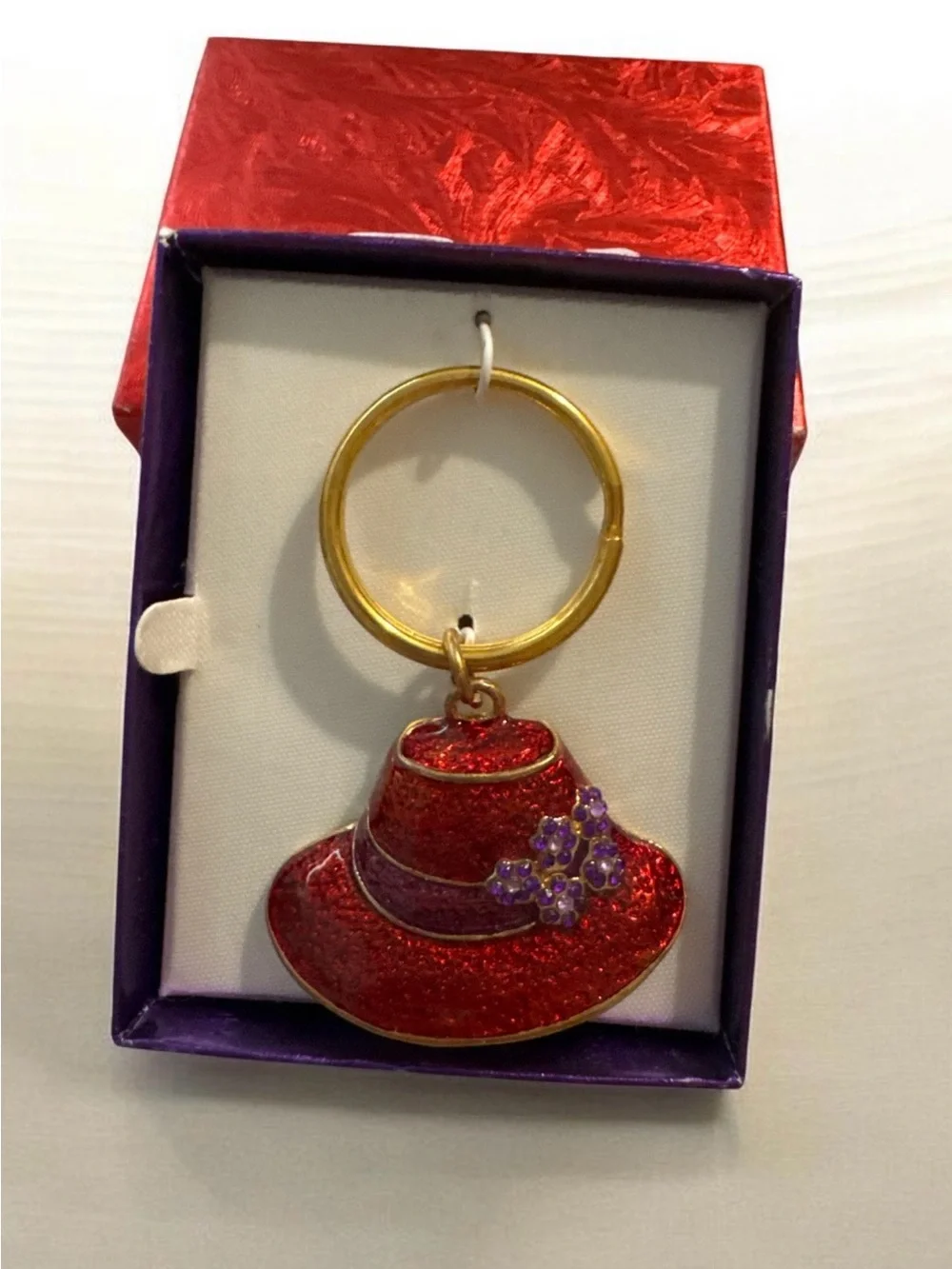Red Hat Charm Keychain - Women's Accessory